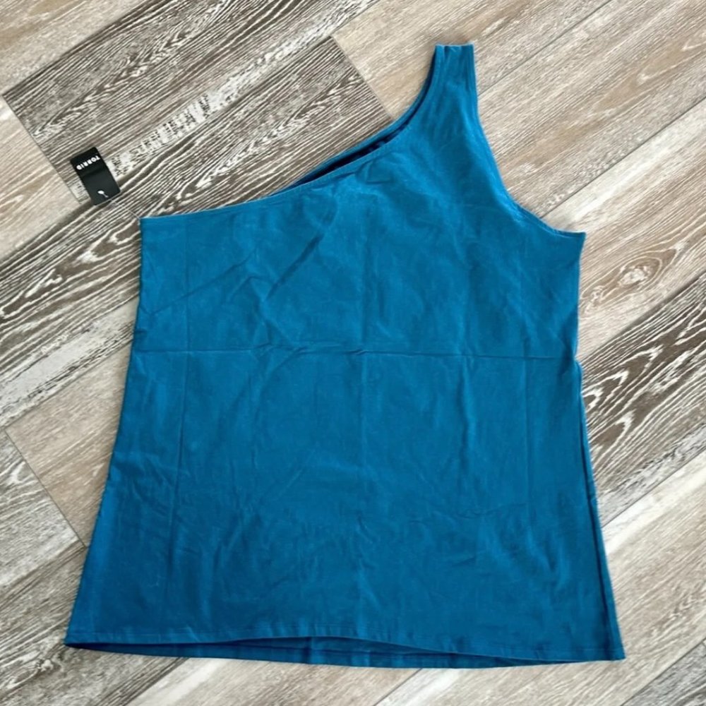 NWT! Torrid Sz 4X Fantastic Teal One Shoulder Cut Out Tank Top